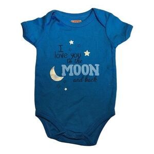 " I Love You to the Moon and Back" Blue Baby 1 Piece Stars & Crescent Moon 6/9 M
